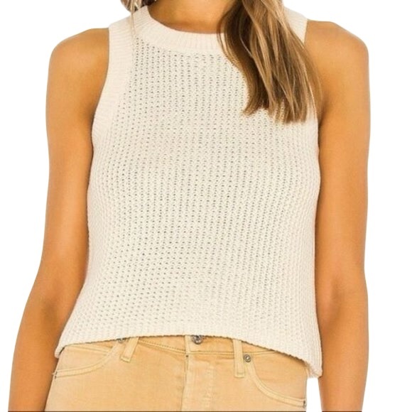 Anthropologie White Knit Tank Top - Picture 1 of 6